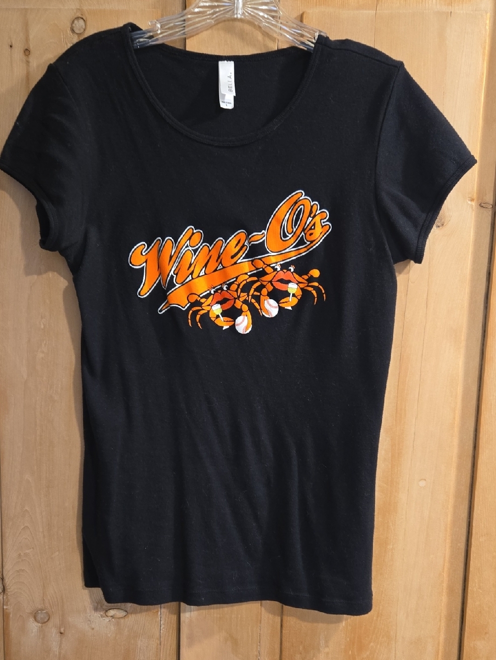 Black Short Sleeve Tee with Orange Wine-O's Graphic